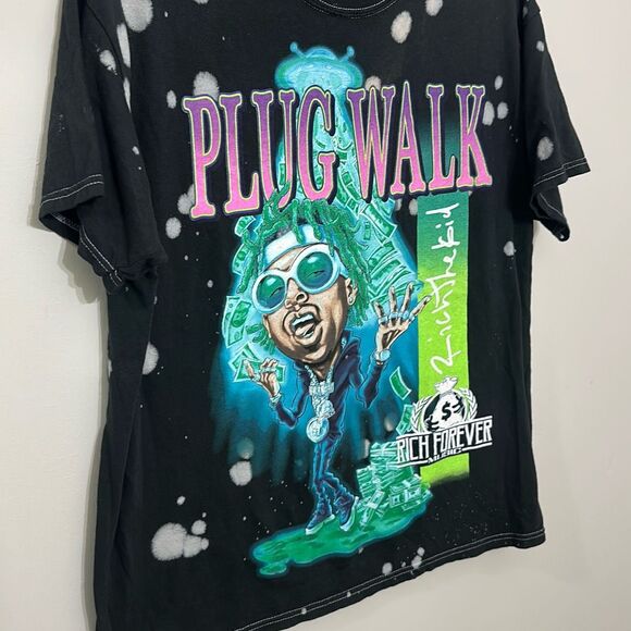 Rich Forever Music Mens Black Plug‎ Walk Rich The Kid Graphic T-Shirt Medium - Picture 2 of 6